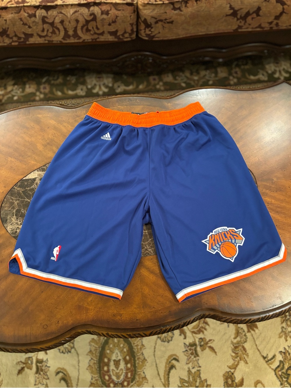 Adidas New York Knicks Royal Blue & Orange Swingman Shorts Size Large
